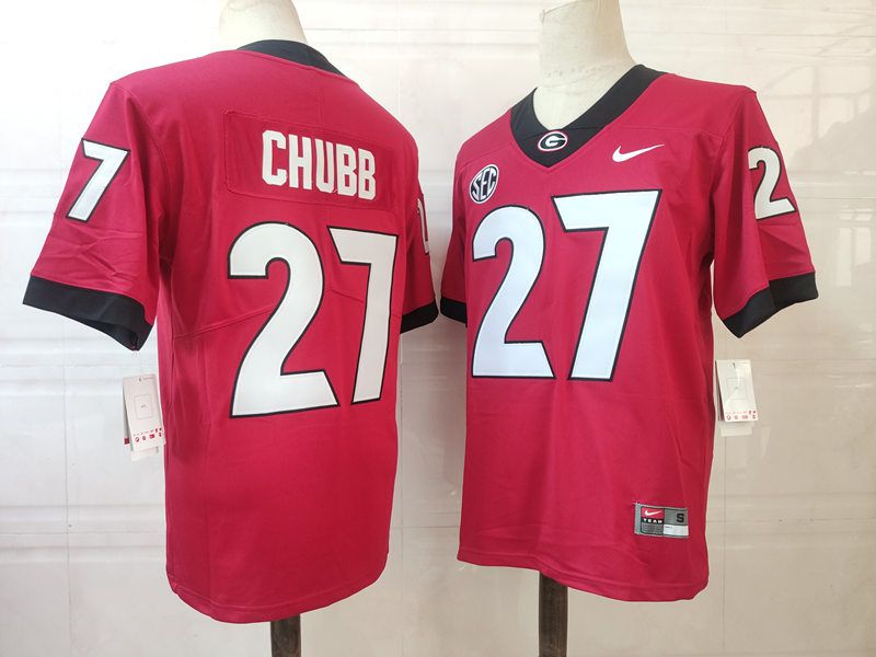 Men Georgia Bulldogs #27 Chubb Red Nike 2025 NCAA Jersey